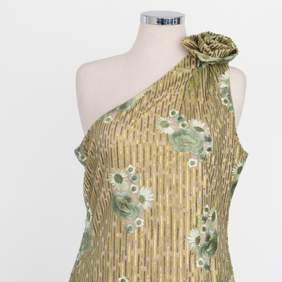 Badgley Mischka - Rosette One-Shoulder Sequin Mini Dress - Picture 15 of 15